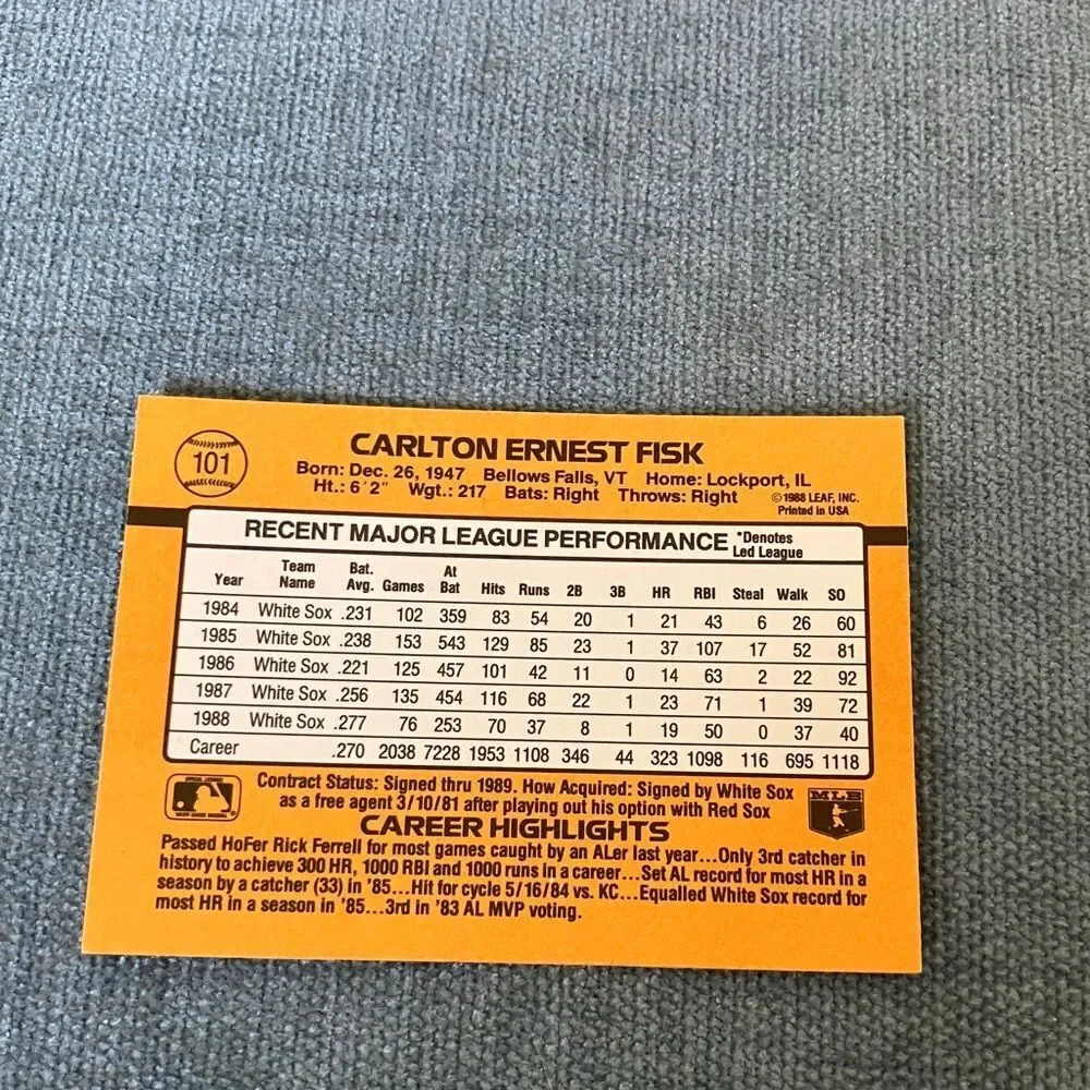 1989 Donruss Chicago White Sox Baseball Card Trading Card